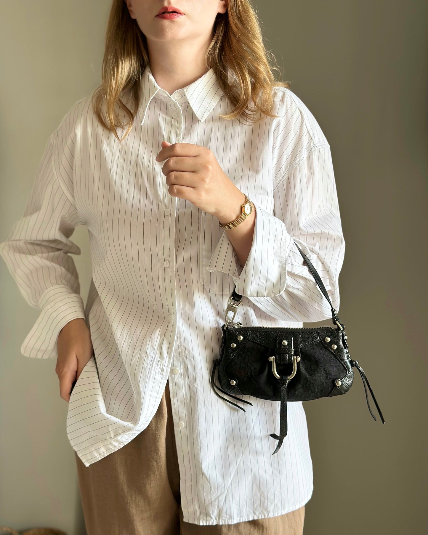 Vintage DKNY statement mini black bag