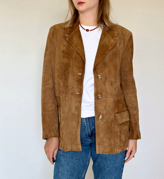 Vintage 100% suede blazer in a beautiful caramel color