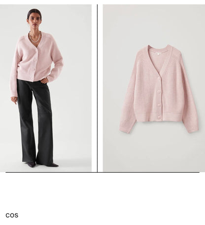 Cozy light pink cardigan from COS