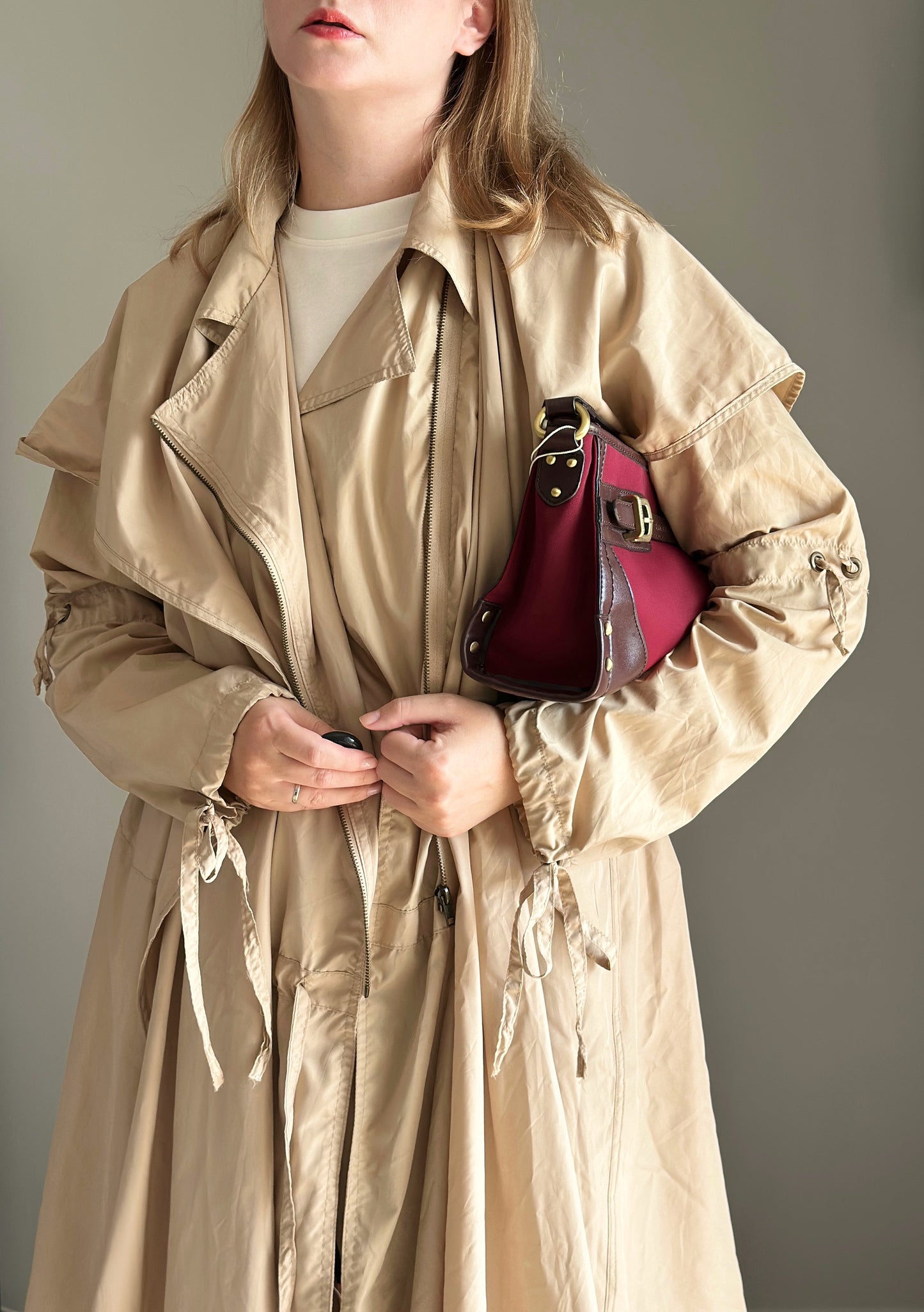 Statement beige trench coat
