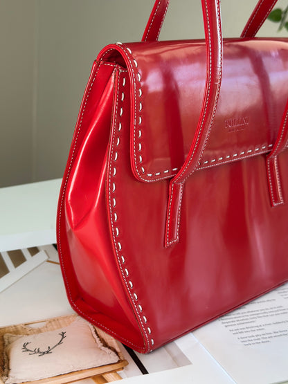 Vintage red patent leather handbag Pollini