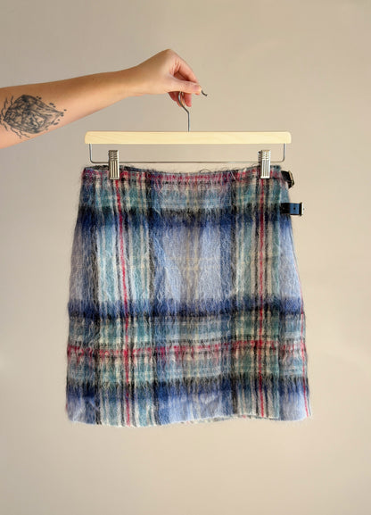Stylish vintage mini wrap mohair skirt