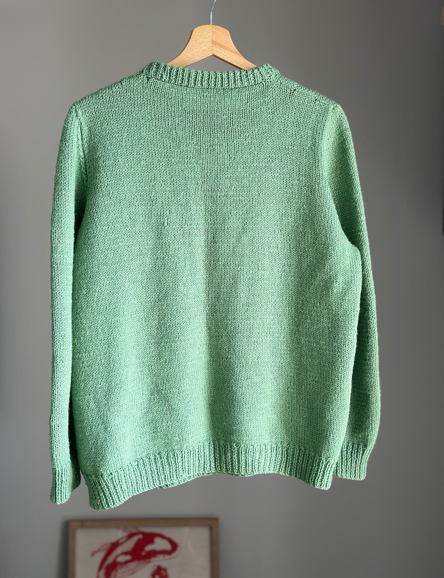 Amazing vintage green knit sweater with tiger