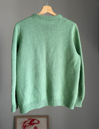 Amazing vintage green knit sweater with tiger