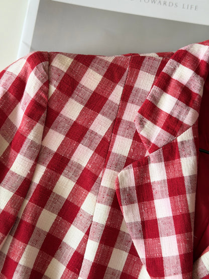 Vintage Moschino gingham red blazer 1990s