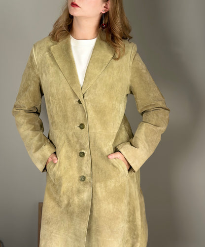 Beautful light olive green suede coat