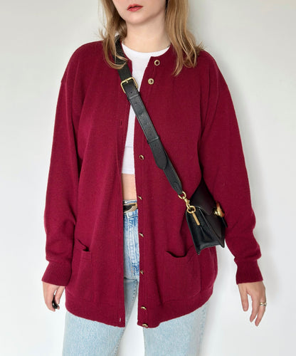 Amazing vintage burgundy 100% lambswool cardigan