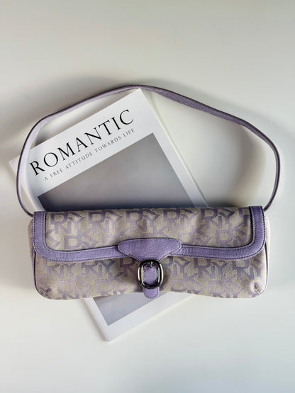 Charming vintage DKNY baguette bag in lilac colour
