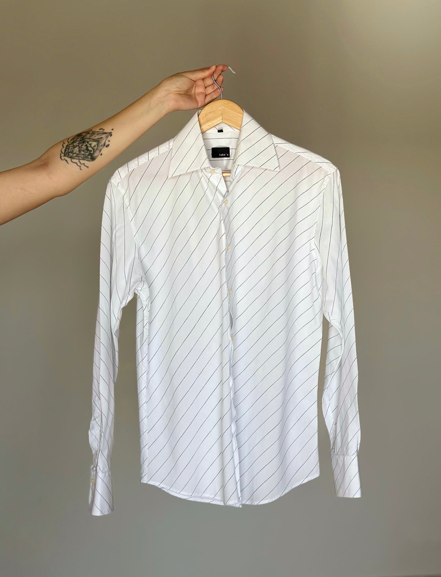 Stylish vintage white striped men's shirt