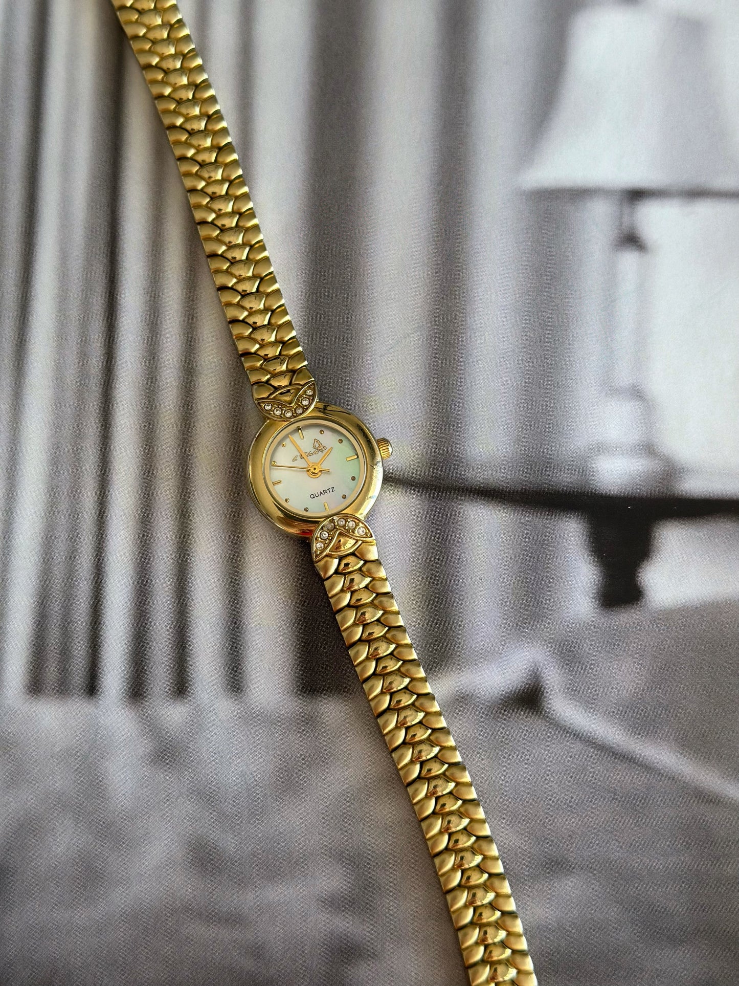 Amazing gold-plated vintage watch L`Chic with rhinestones ✨