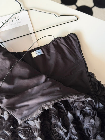 Black mini dress with roses