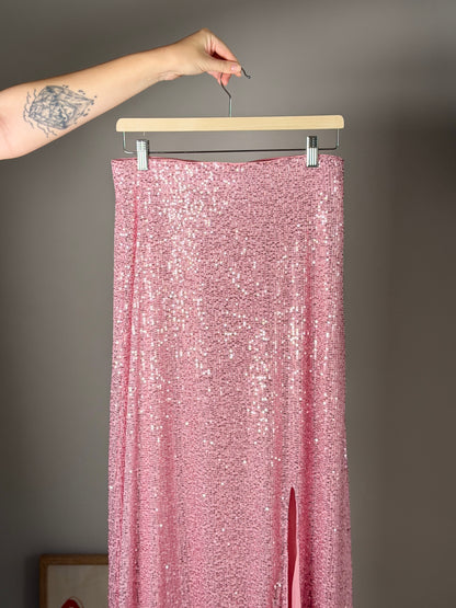 Amazing shimmering pink midi-maxi skirt