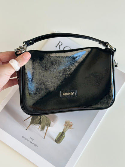 Glossy black vintage bag from DKNY