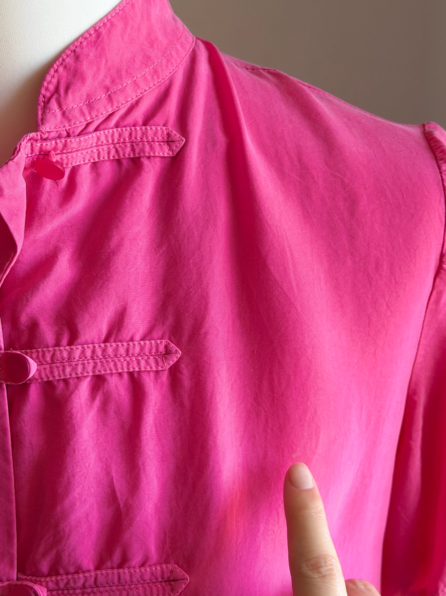 Pink mandarin collar viscose blouse