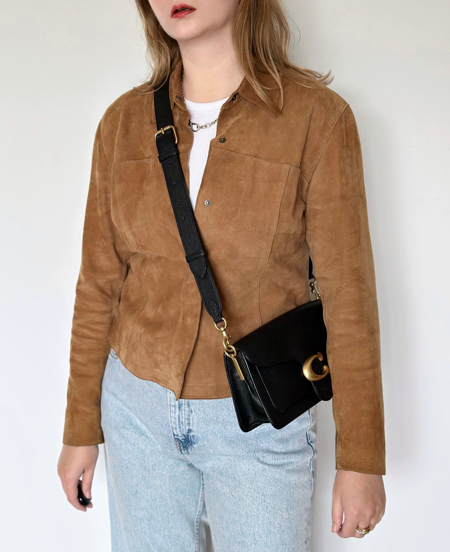 Trendy vintage 100% suede jacket