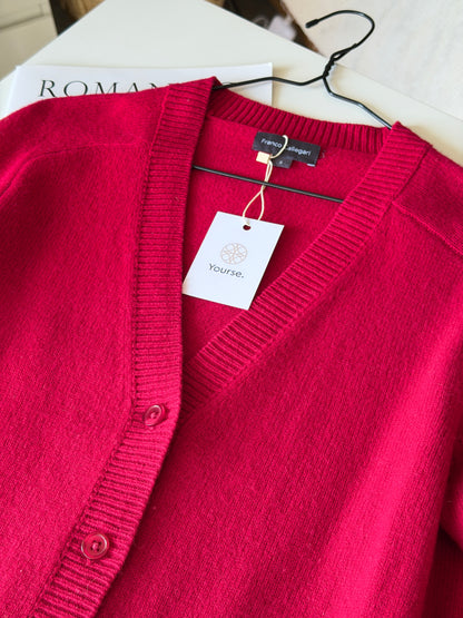Crimson red wool cardigan