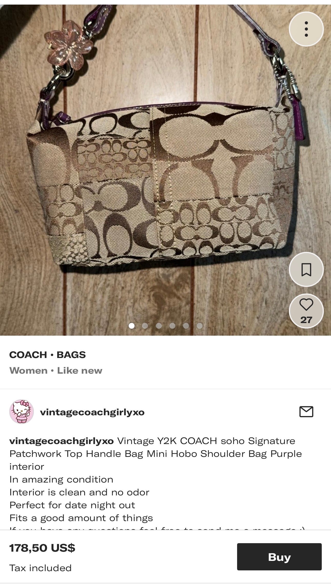 Authentic vintage Coach bag from the Signature Collection