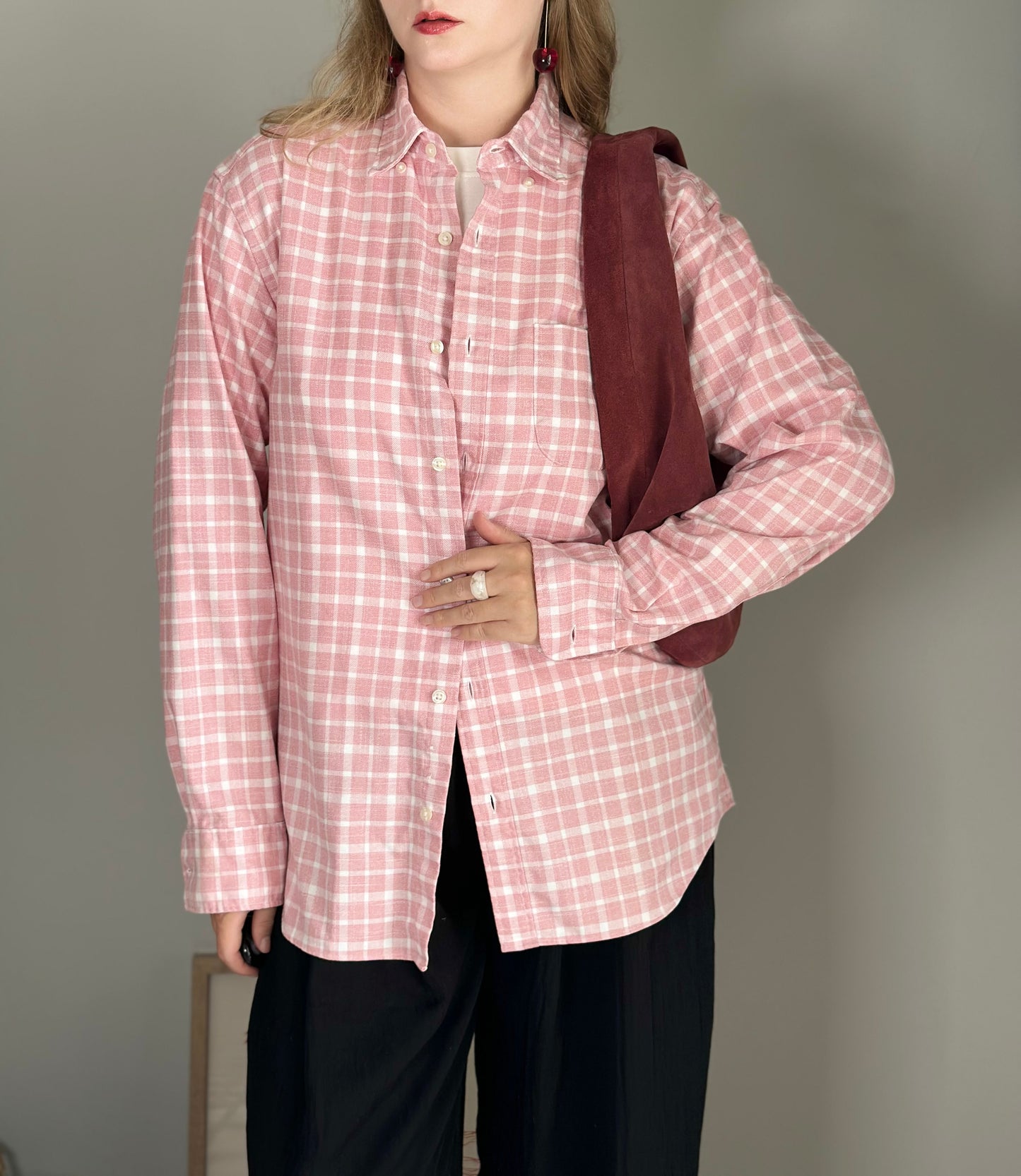 Charming pink and white checkered shirt