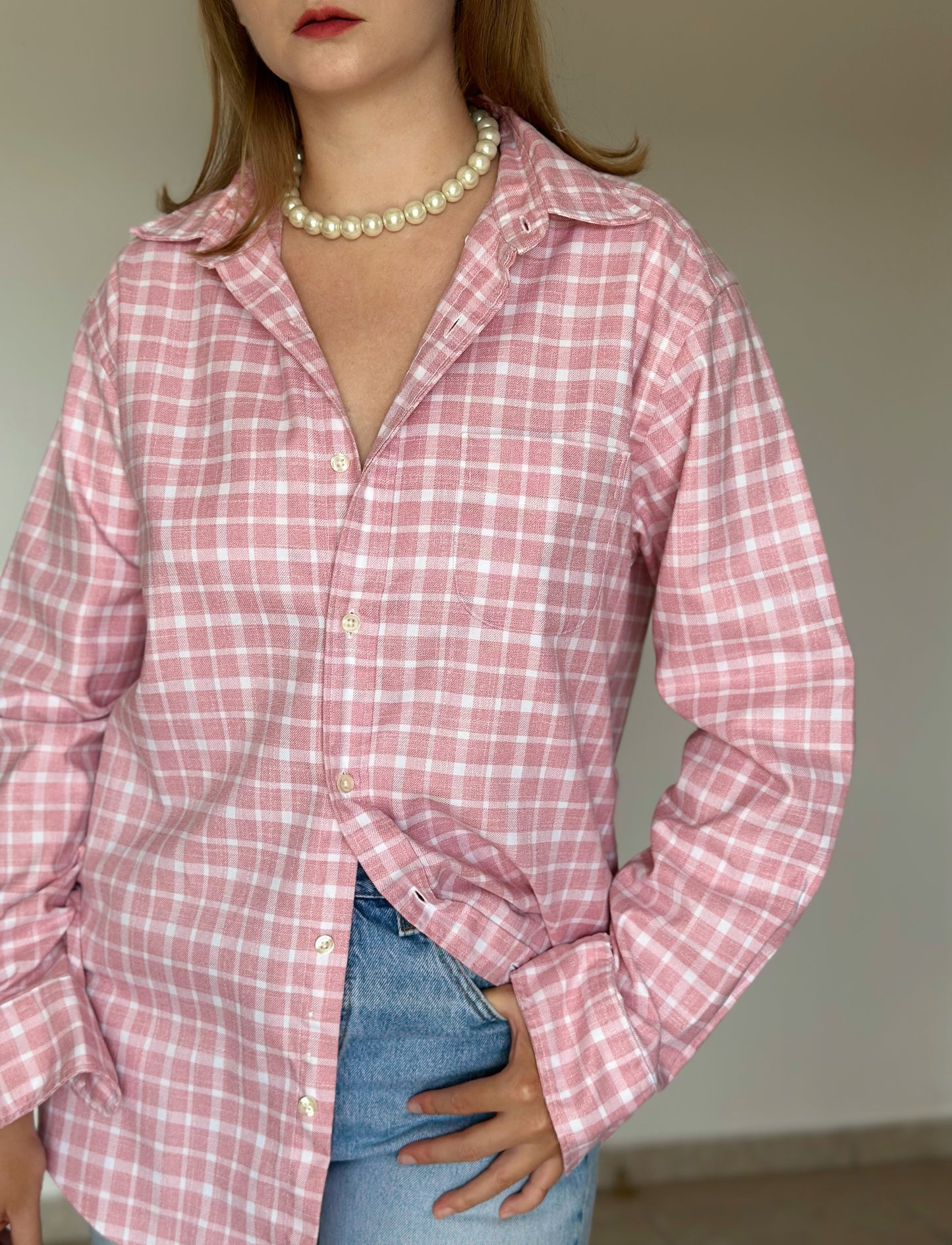 Amazing vintage pink plaid shirt