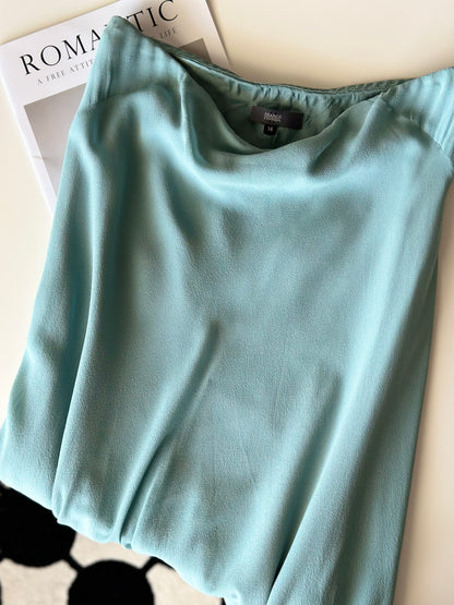 Asymmetrical silk turquoise skirt by Pearce Fionda brand