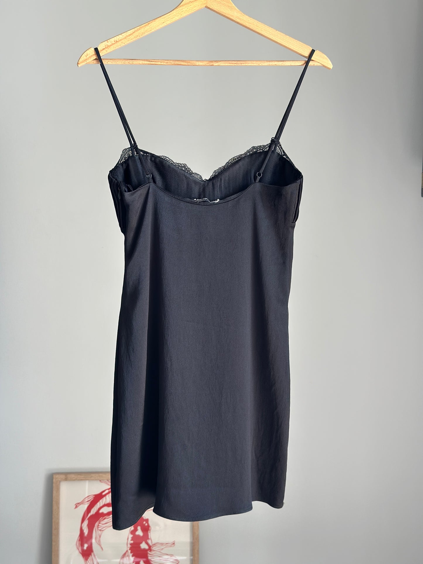 Sleek black slip dress Zara