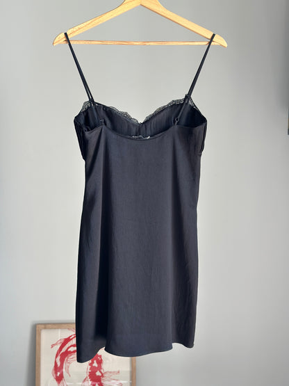 Sleek black slip dress Zara