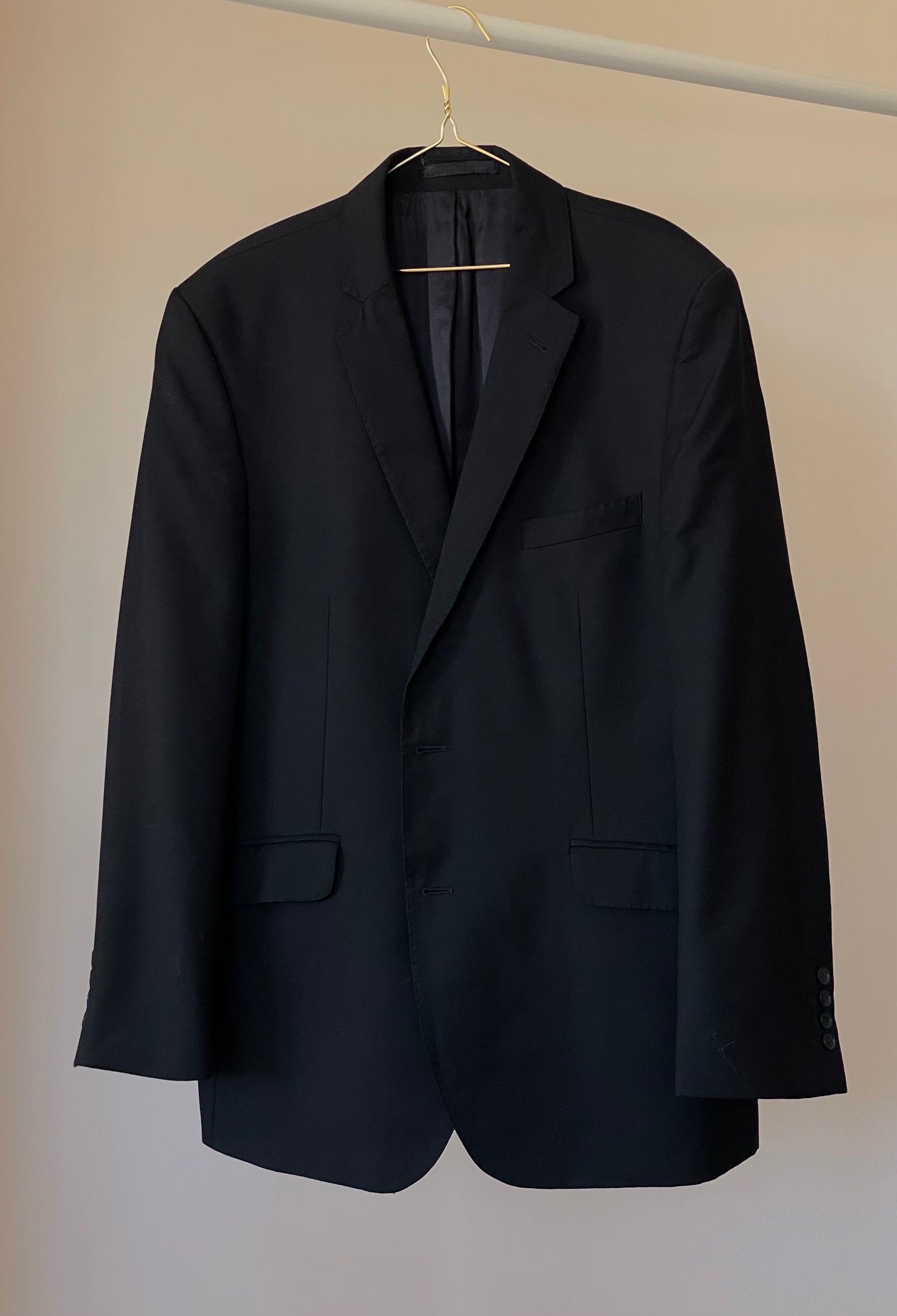 Vintage oversized men's black wool blazer