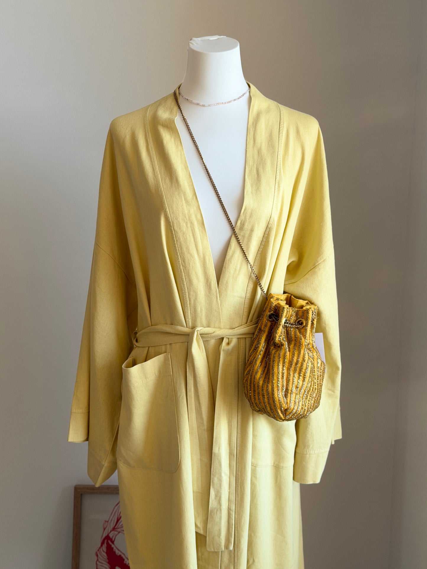 Oversized yellow linen robe