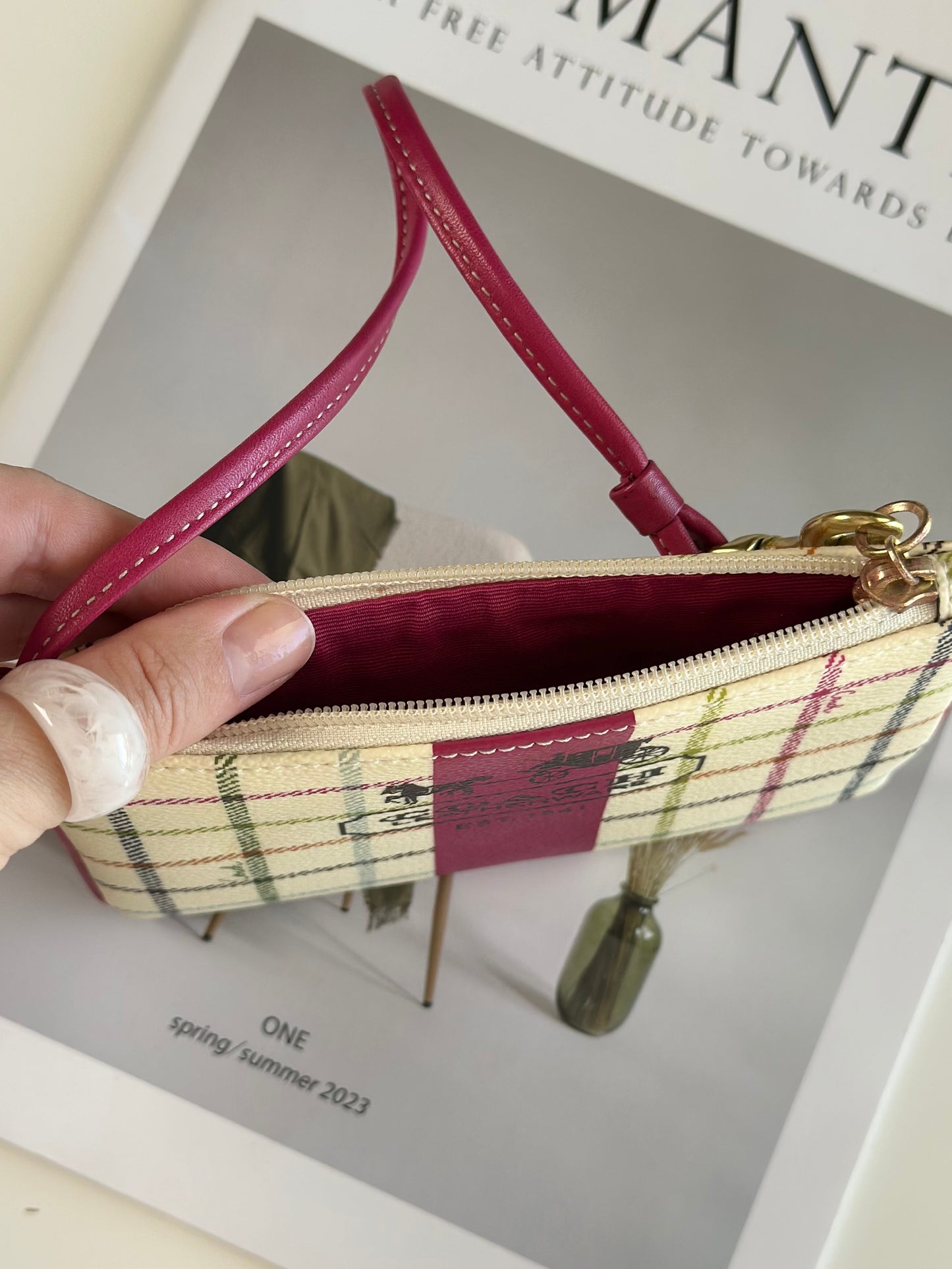 Lovely vintage Coach mini wristlet in playful plaid