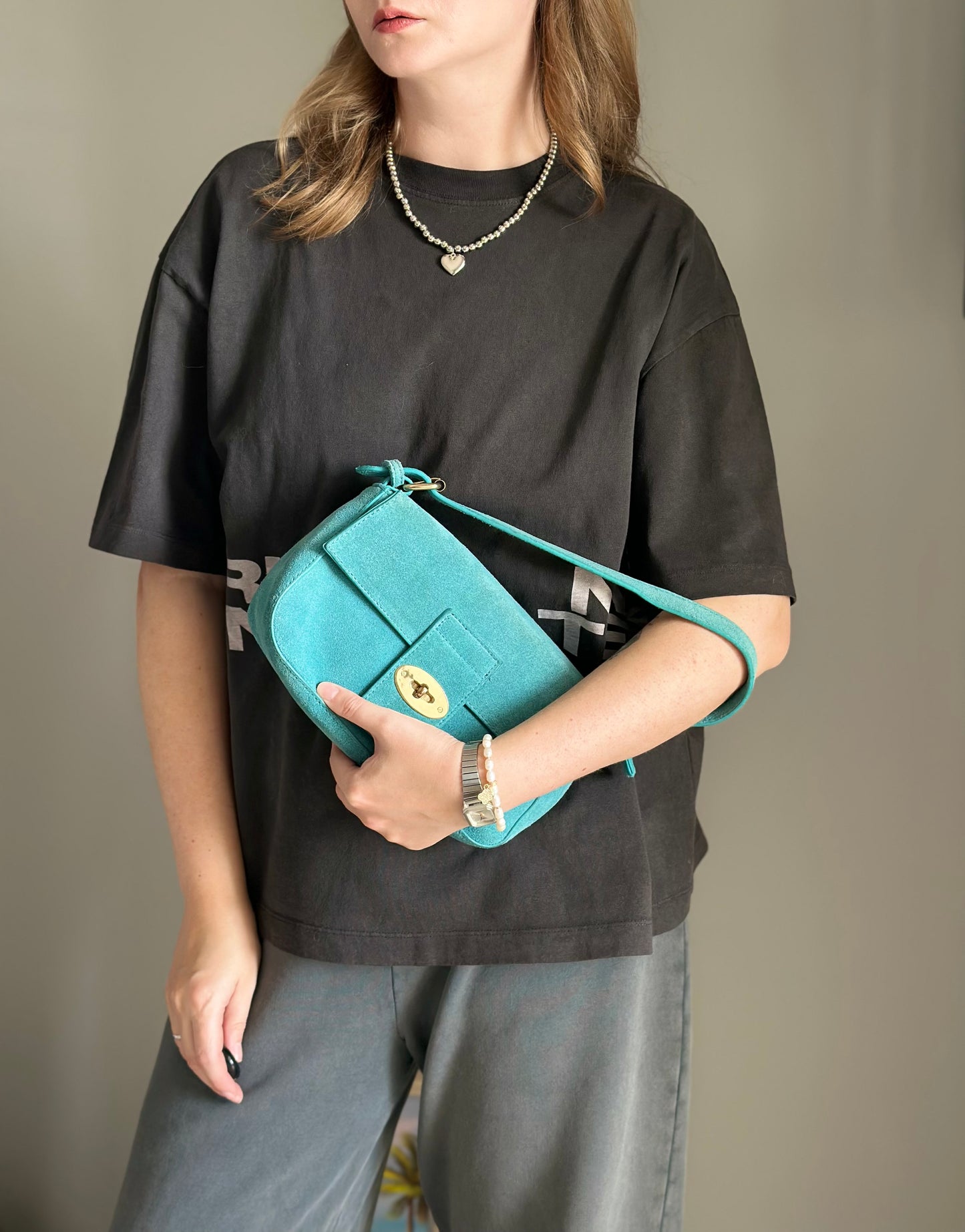 Lovely vintage suede shoulder bag