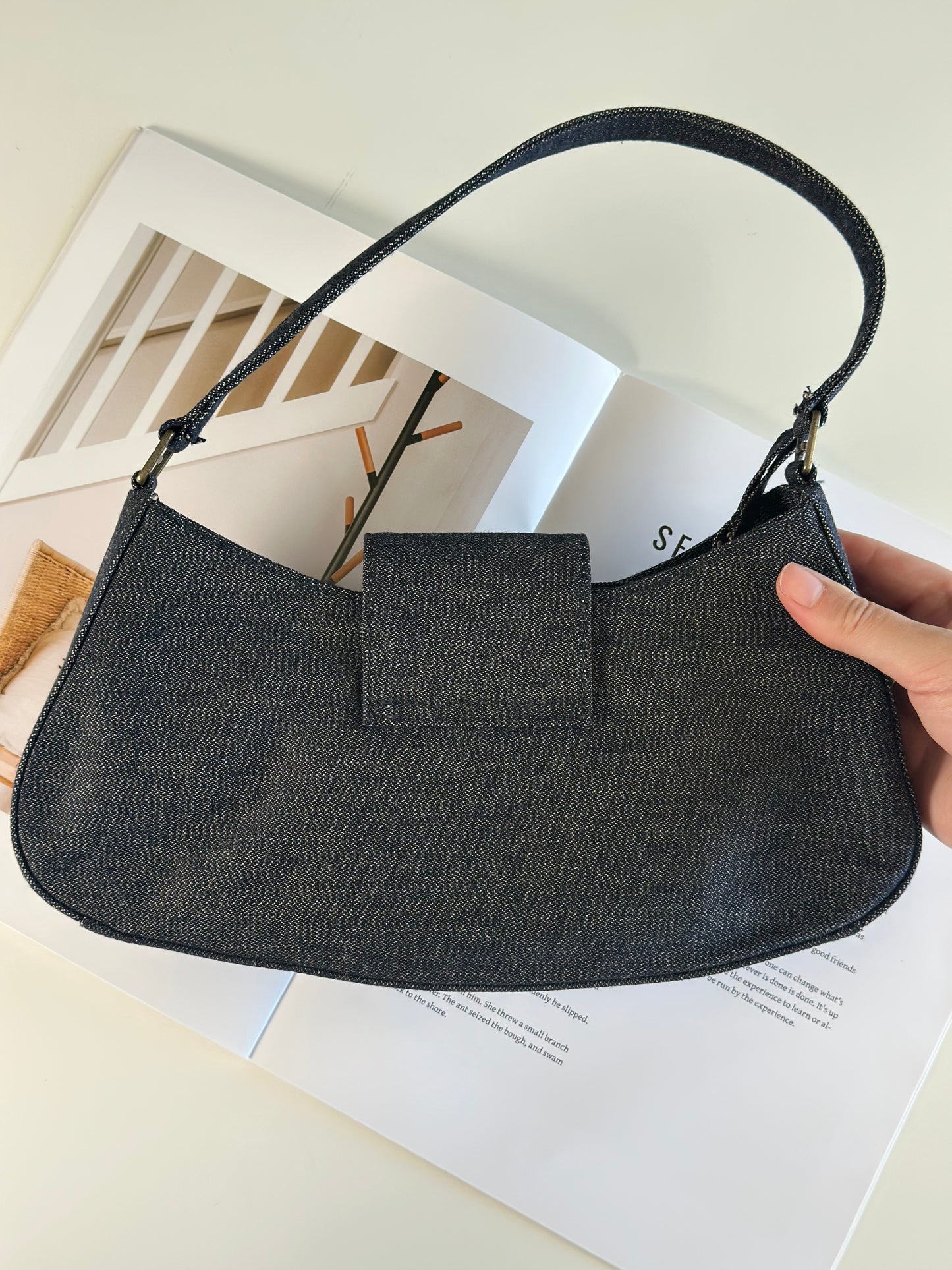 Stunning denim shoulder bag Guess with rhinestones Y2K