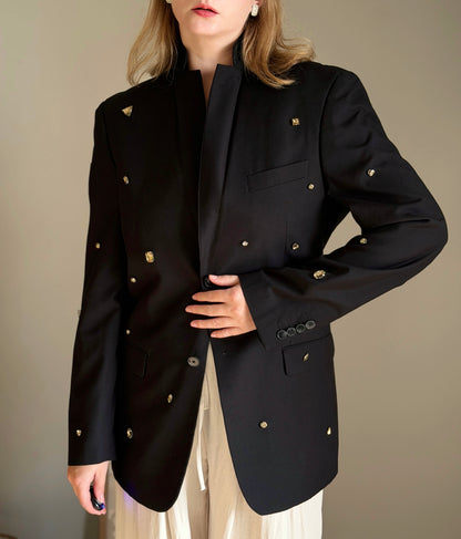 Vintage black blazer with champagne stones
