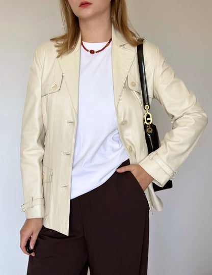 Stunning vintage ivory leather jacket