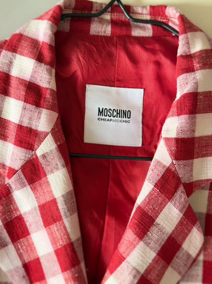 Vintage Moschino gingham red blazer 1990s