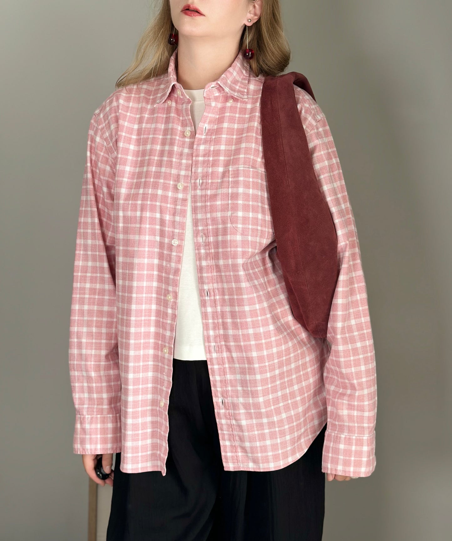 Charming pink and white checkered shirt
