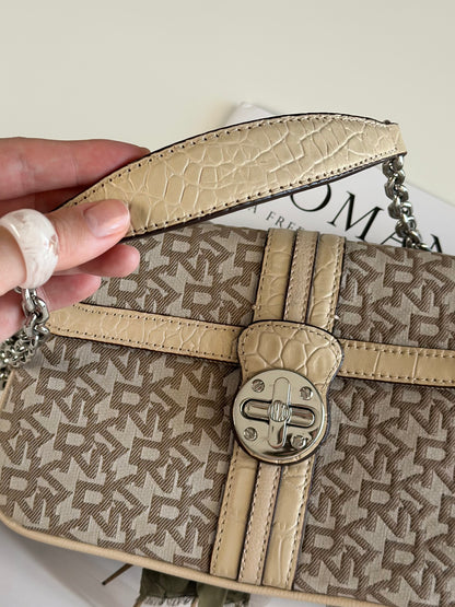 Sophisticated vintage DKNY beige shoulder bag from 2000s