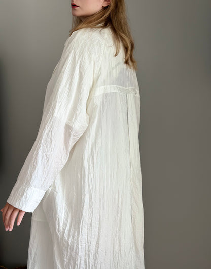 Lightweight oversized white duster coat