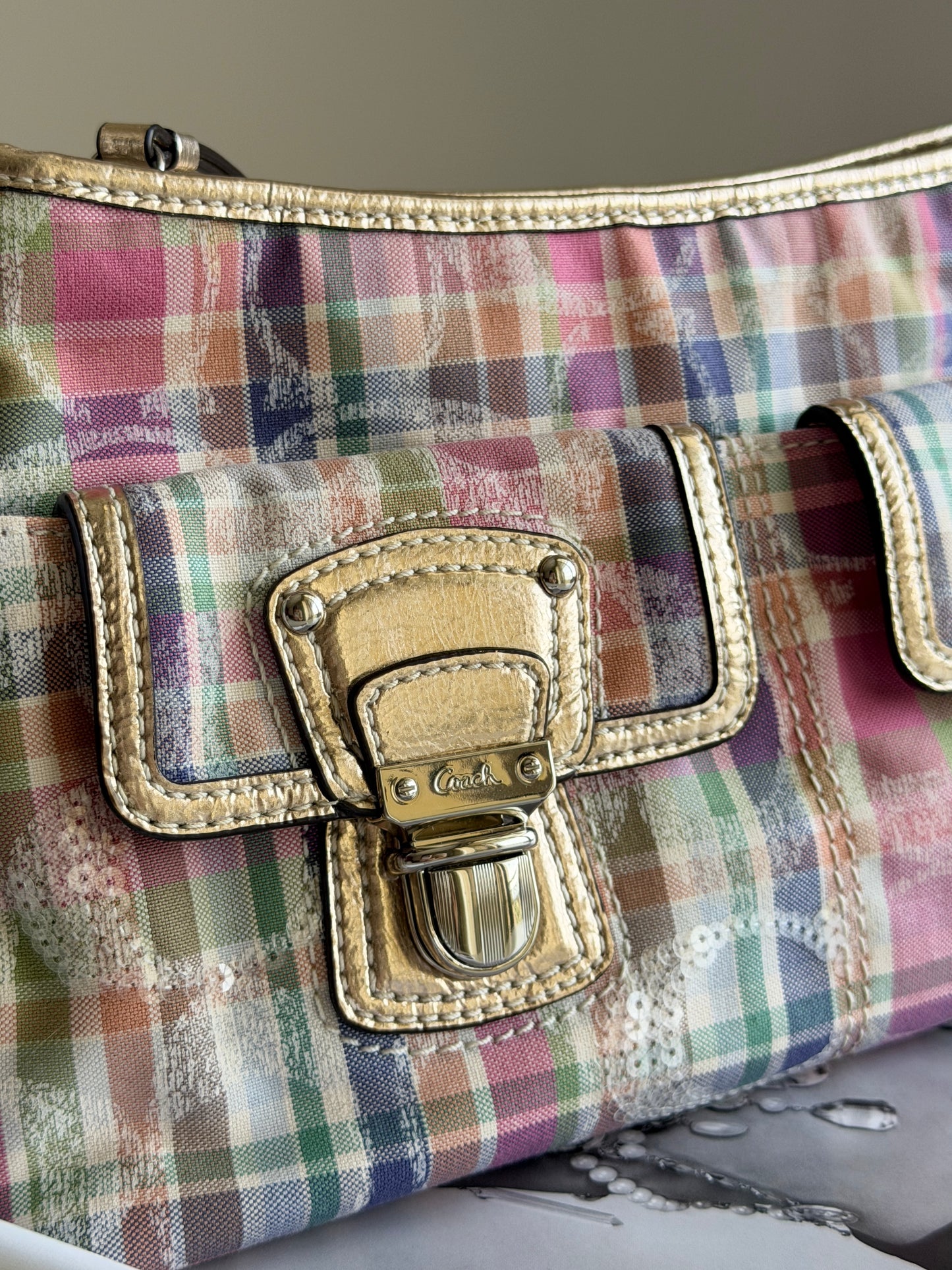 Vintage Coach plaid shoulder bag
