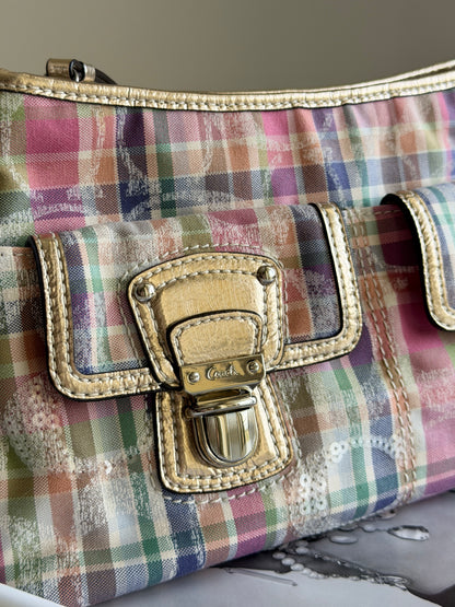 Vintage Coach plaid shoulder bag