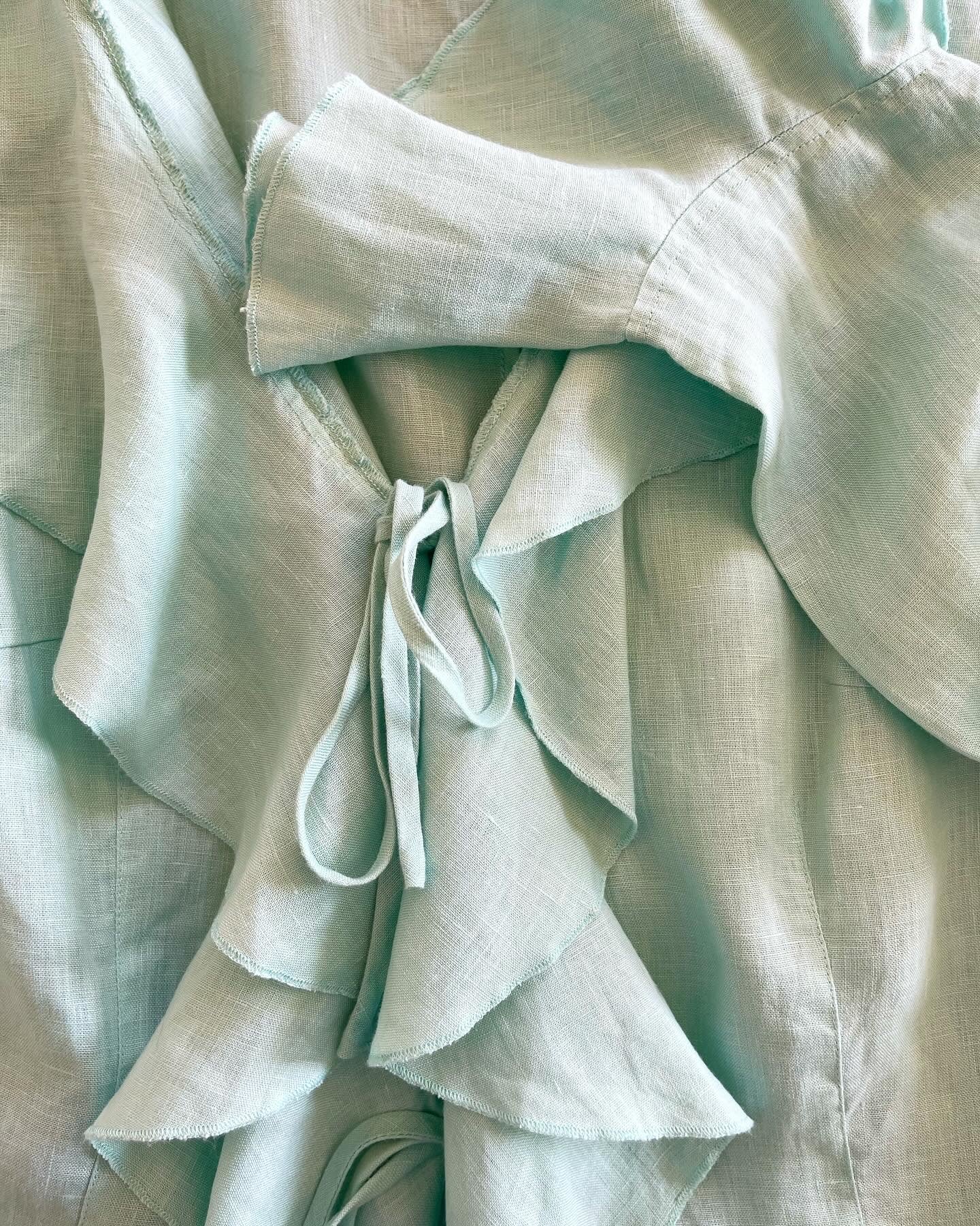 Beautiful vintage linen blouse Marc Aurel with ruffles