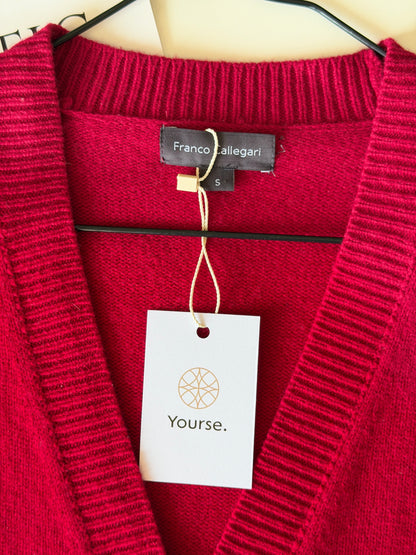 Crimson red wool cardigan