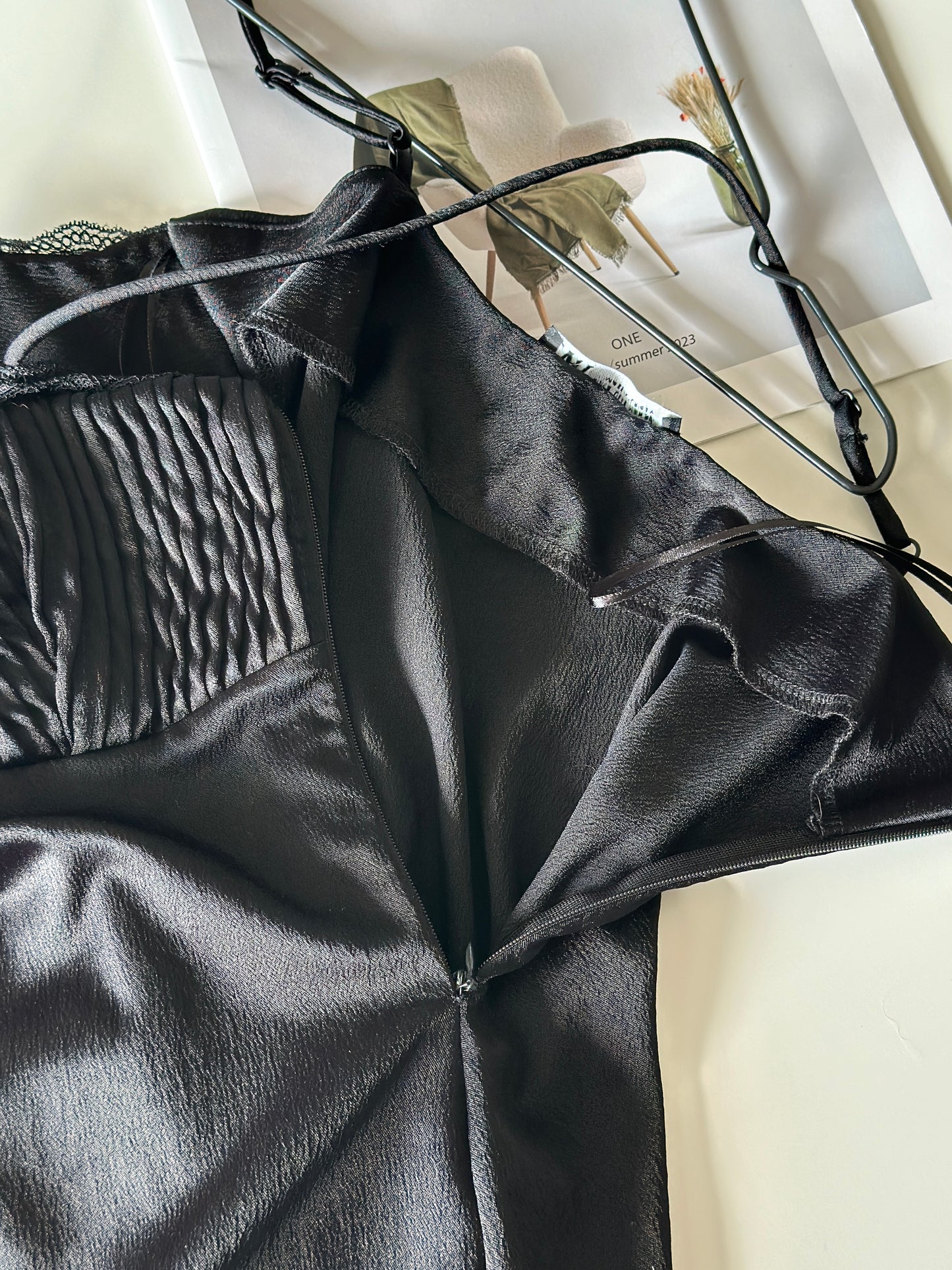 Sleek black slip dress Zara