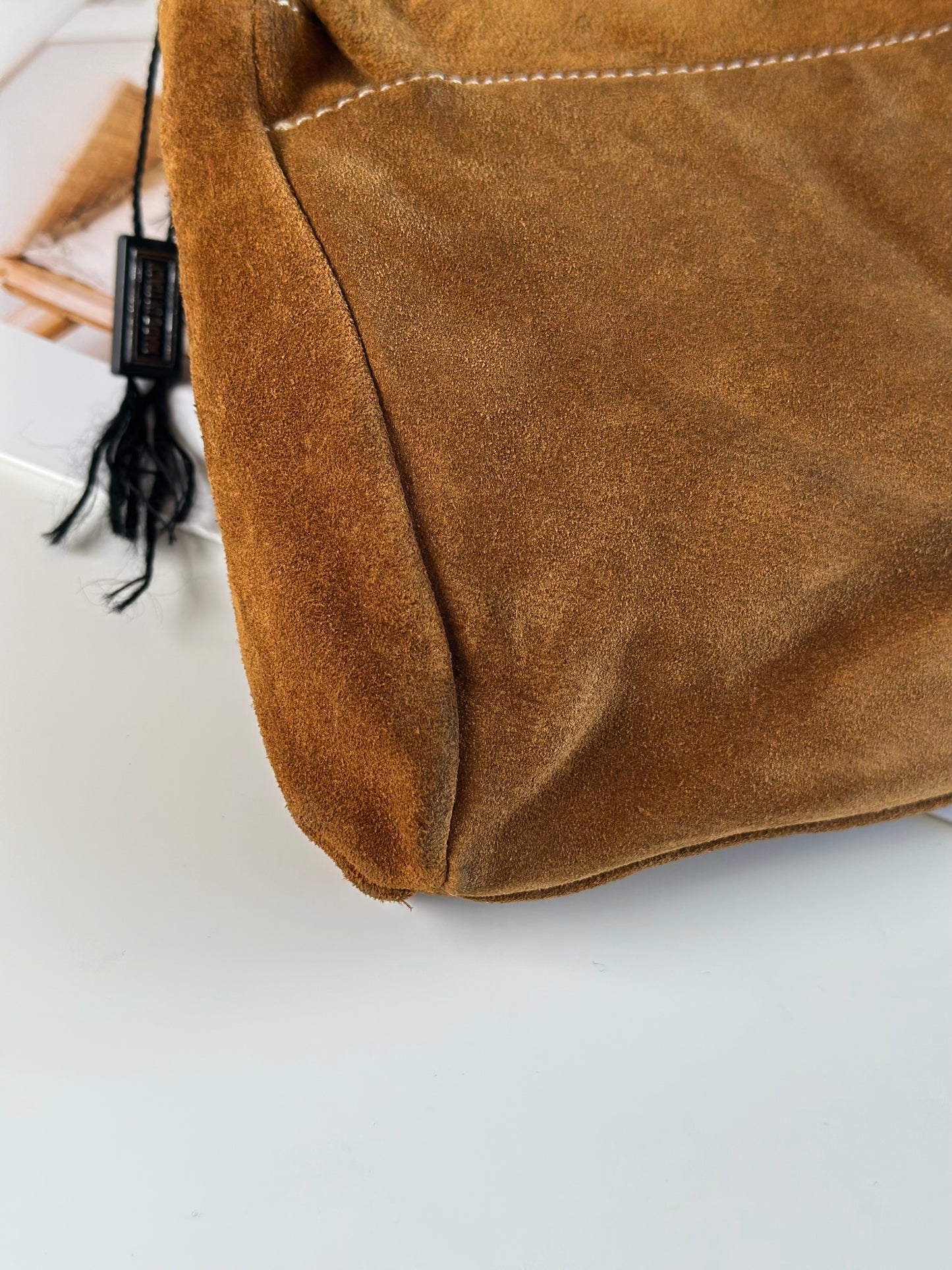 Beautiful caramel suede shoulder bag