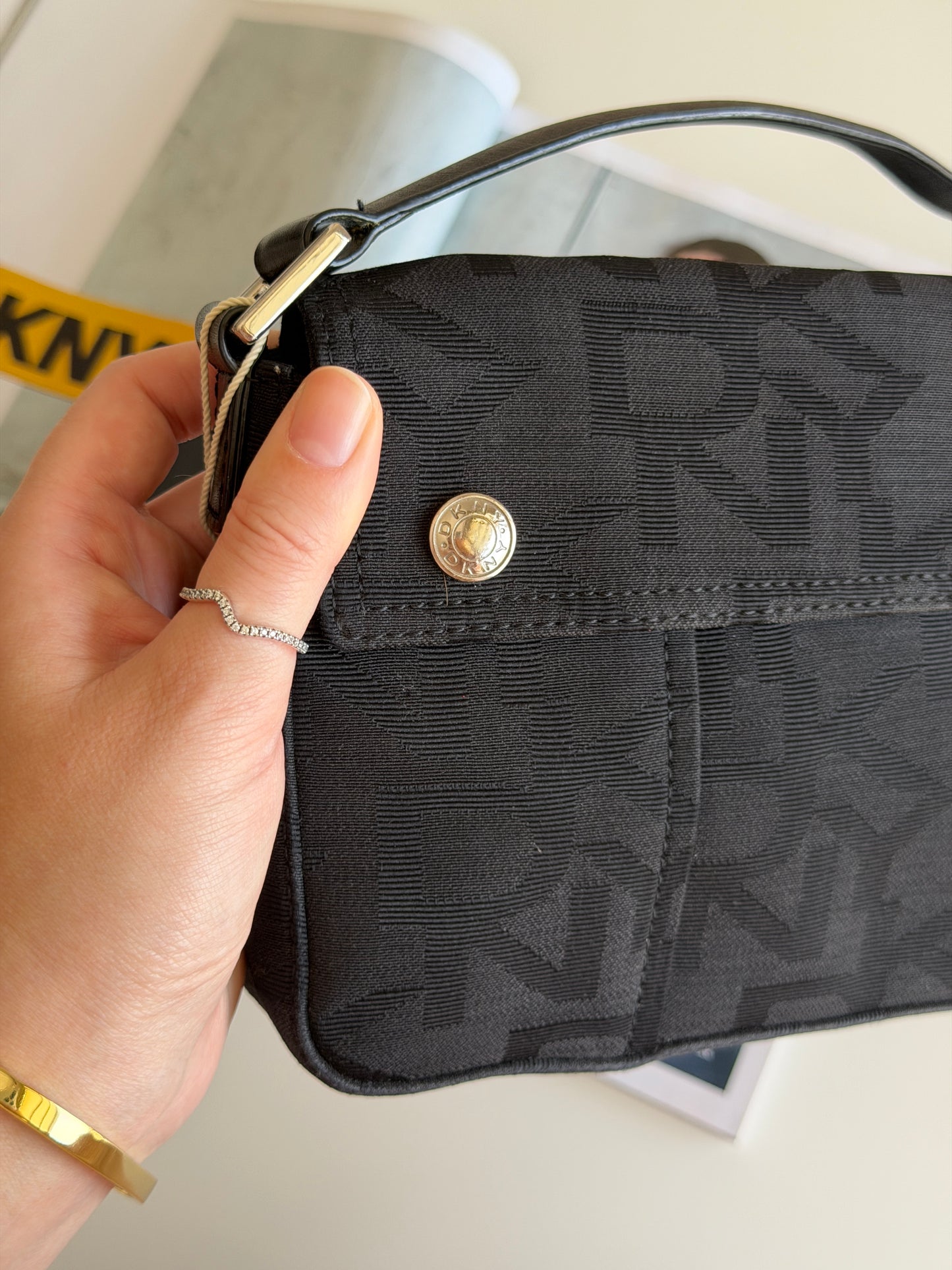 Vintage DKNY black monogram bag