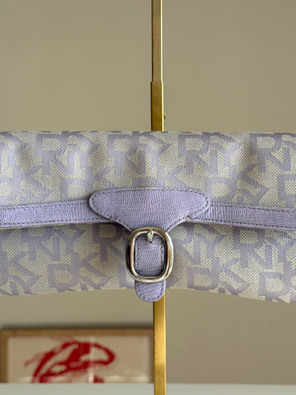 Charming vintage DKNY baguette bag in lilac colour