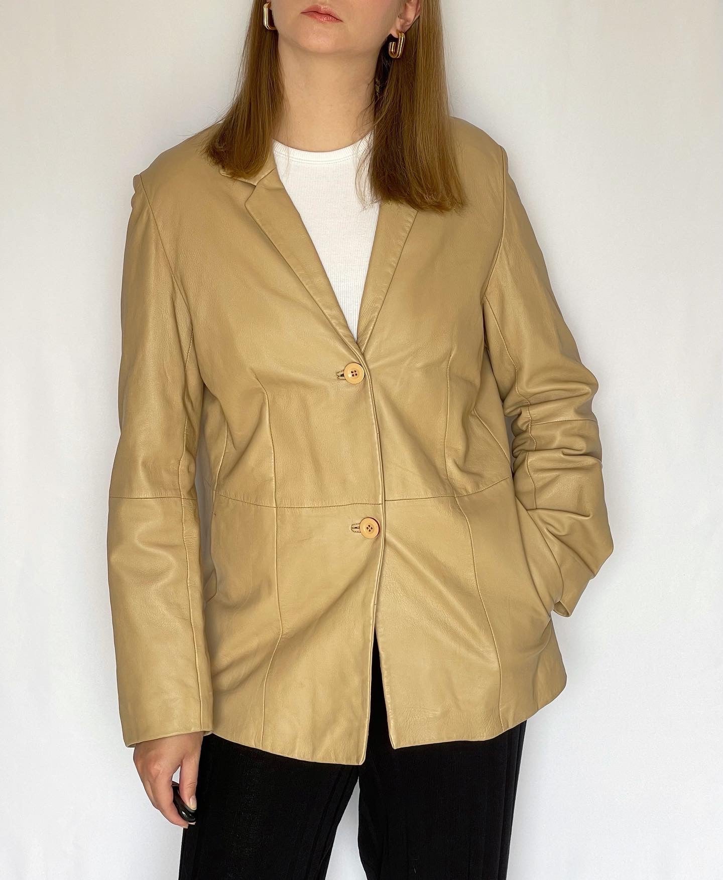 Vintage beige leather jacket