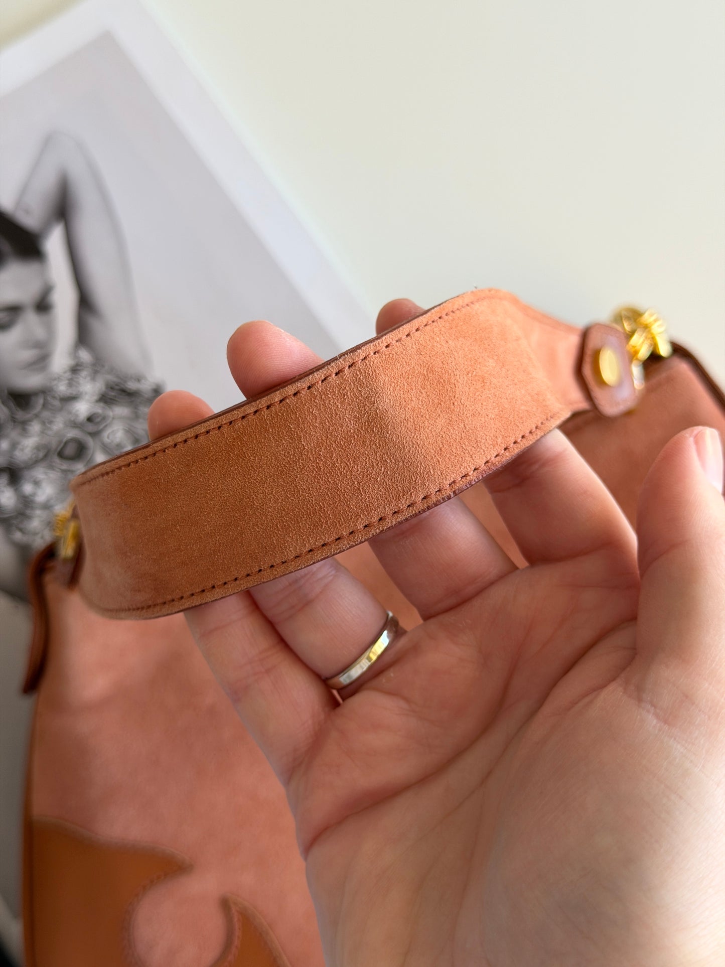 Vintage suede caramel bag