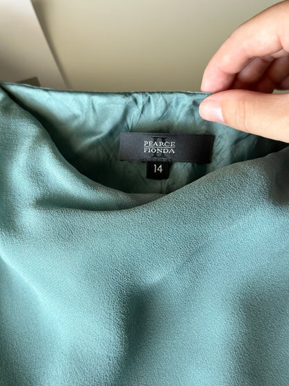 Asymmetrical silk turquoise skirt by Pearce Fionda brand