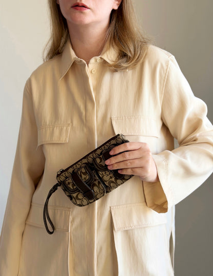 Vintage brown monogram wristlet (Coach style)
