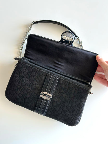 Vintage black DKNY bag with silver closure